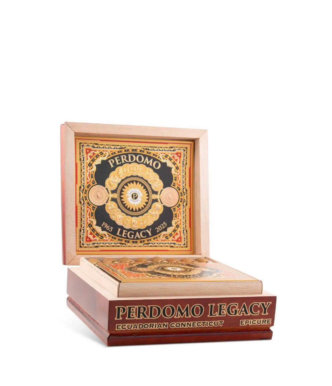 Perdomo Legacy Connecticut Epicure Cigar Box of 24 close-up from AuCigars, premium Cuban cigar