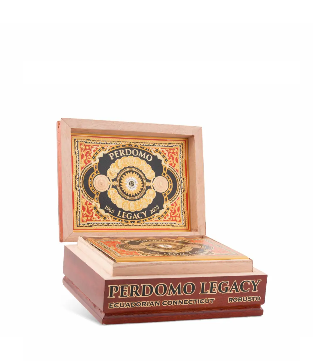 Perdomo Legacy Connecticut Robusto Cigar Box of 24 close-up from AuCigars, premium Cuban cigar