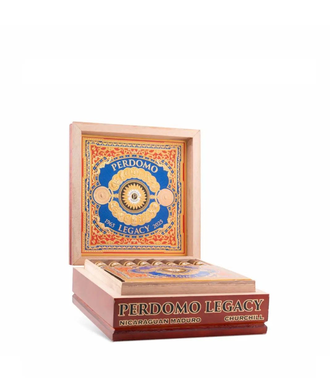 Perdomo Legacy Maduro Churchill Cigar Box of 24 close-up from AuCigars, premium Cuban cigar