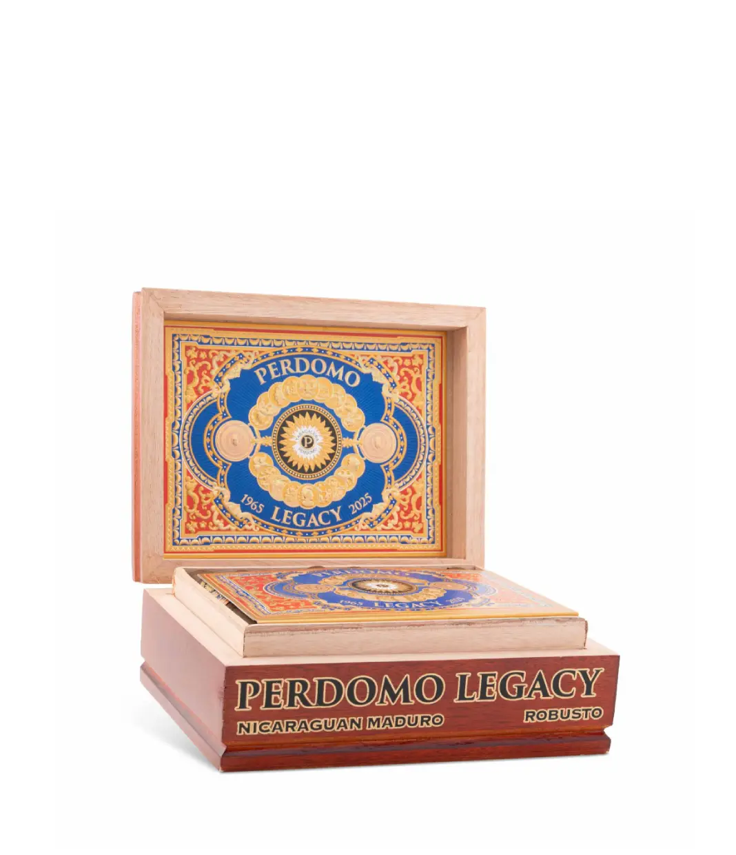 Perdomo Legacy Maduro Robusto Cigar Box of 24 close-up from AuCigars, premium Cuban cigar