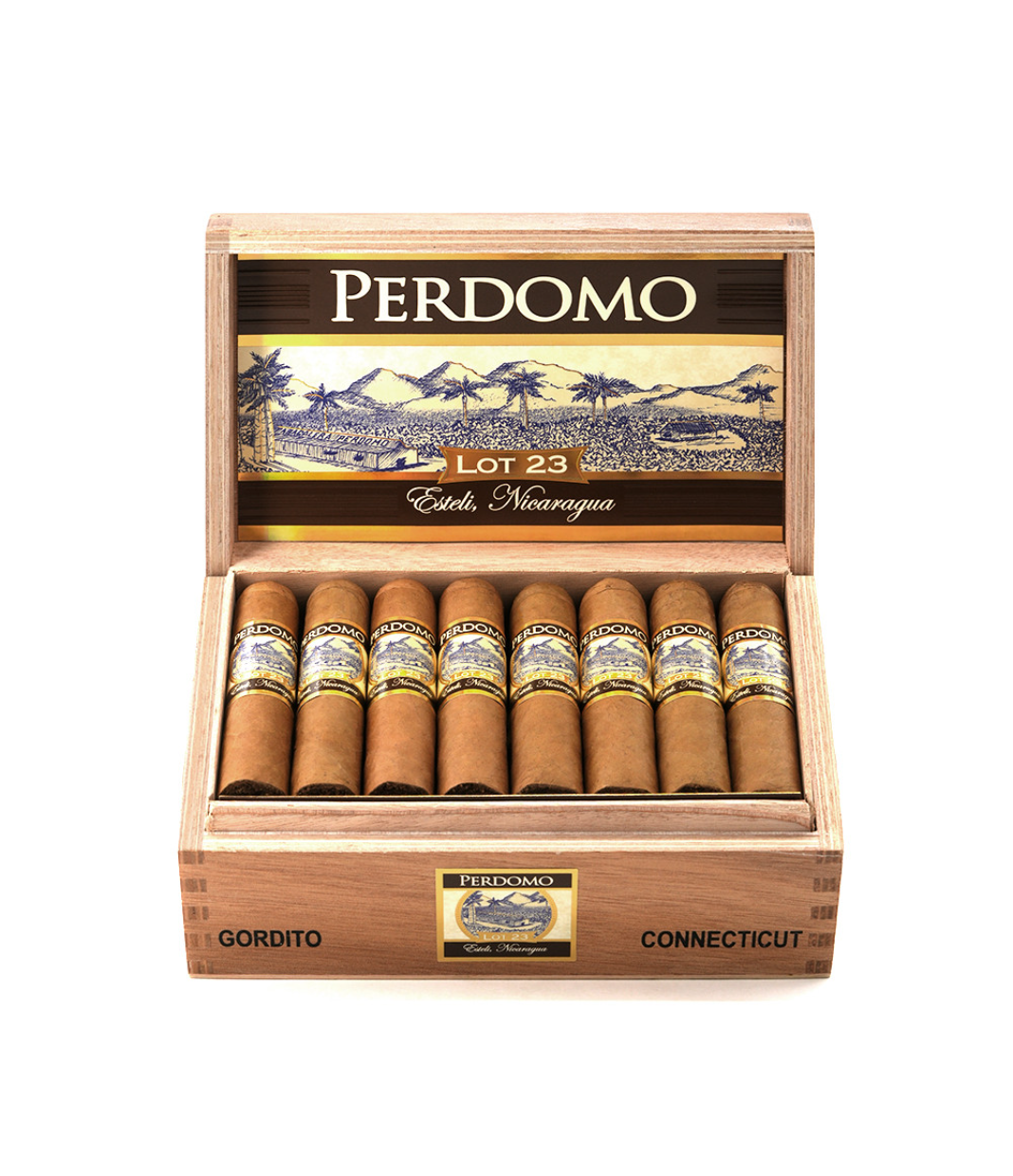 Perdomo Lot 23 Connecticut Gordito Cigar Box View 2 from AuCigars, premium Cuban cigar