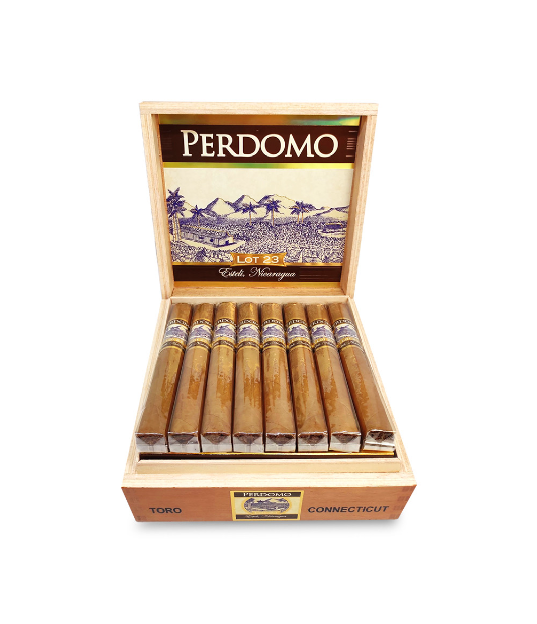 Perdomo Lot 23 Connecticut Toro Cigar Box of 24 close-up from AuCigars, premium Cuban cigar