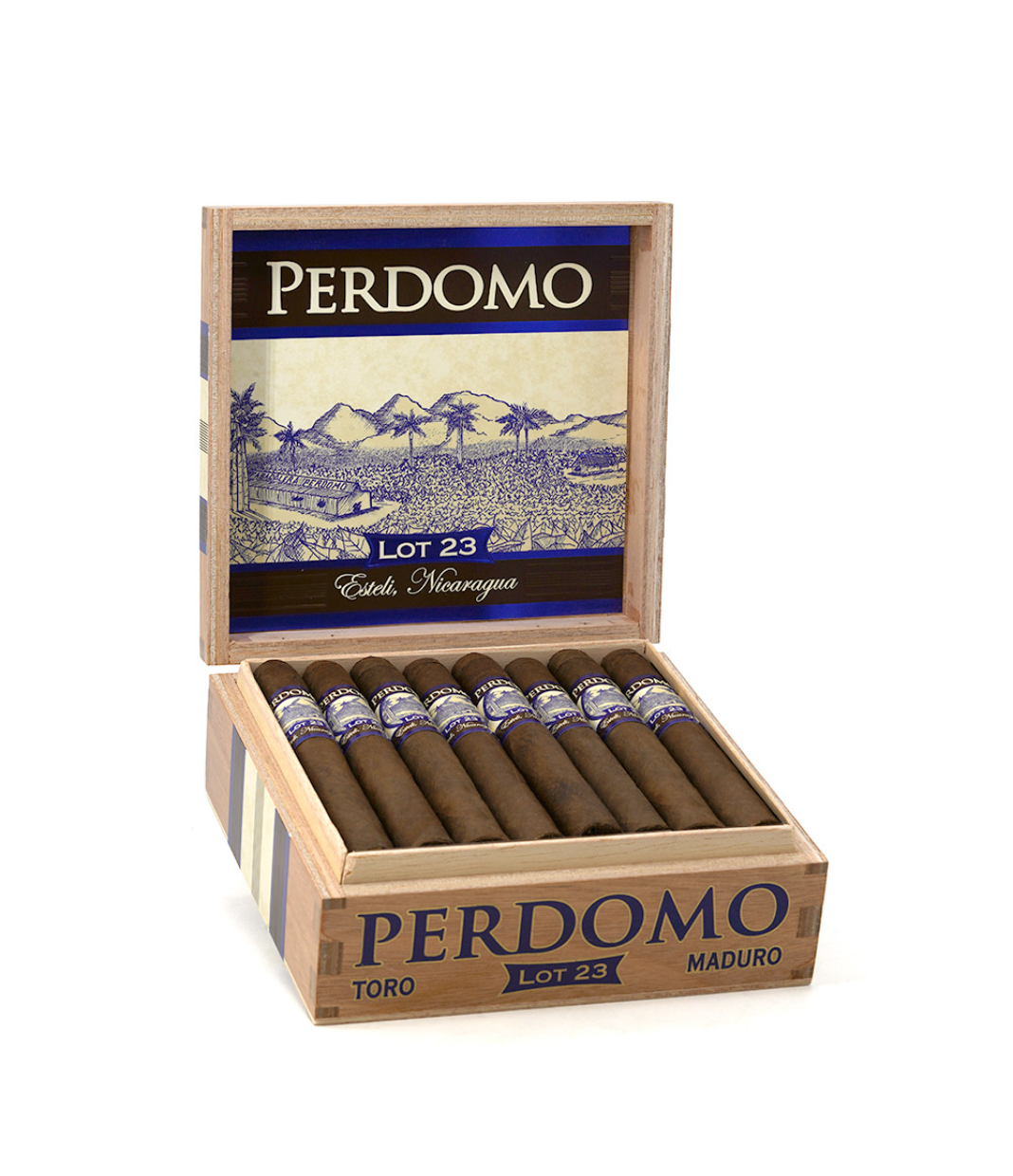 Perdomo Lot 23 Maduro Toro Cigar Box of 24 close-up from AuCigars, premium Cuban cigar