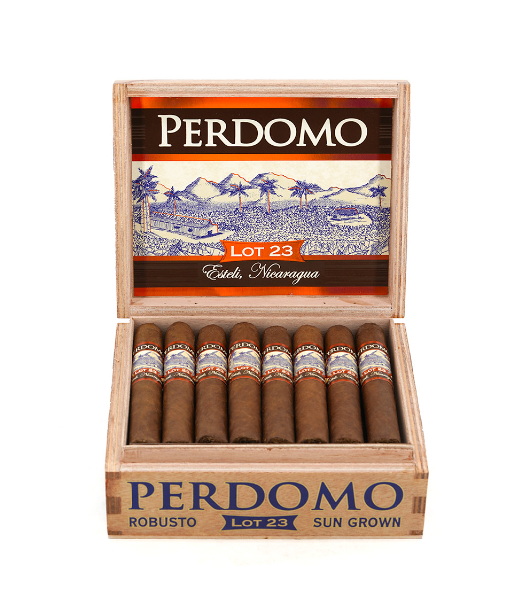 Perdomo Lot 23 Natural Sungrown Robusto Cigar Box View 2 from AuCigars, premium Cuban cigar