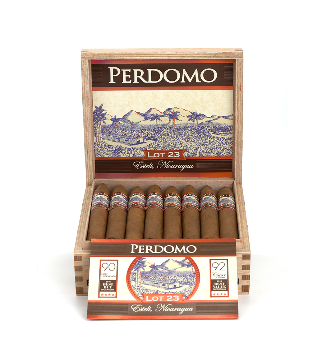 Perdomo Lot 23 Sun Grown Belicoso Cigar Box View 2 from AuCigars, premium Cuban cigar