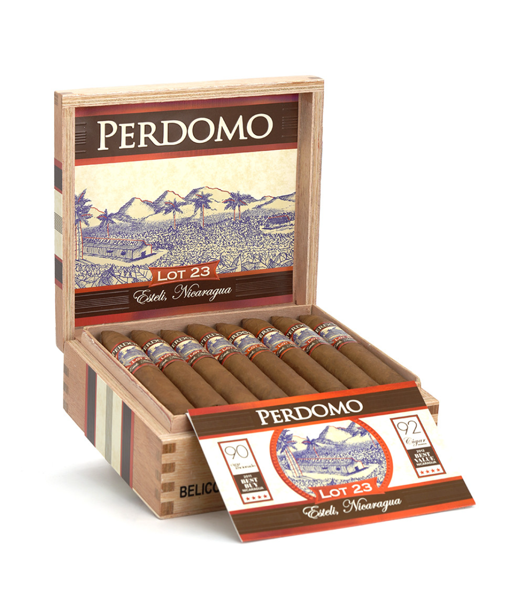 Perdomo Lot 23 Sun Grown Belicoso Cigar Box of 24 close-up from AuCigars, premium Cuban cigar