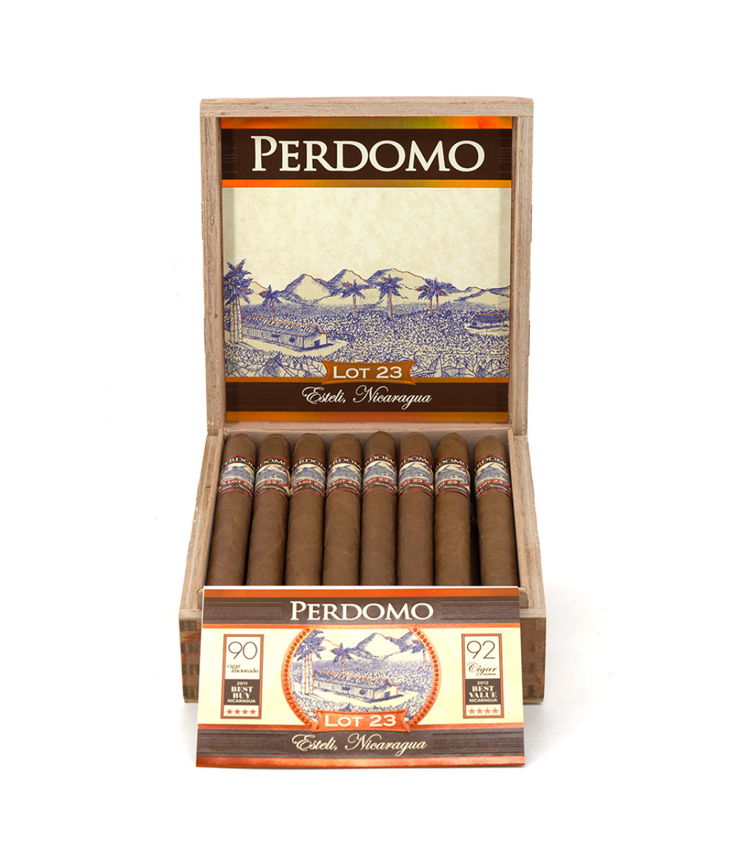 Perdomo Lot 23 Sun Grown Churchill Cigar Box View 2 from AuCigars, premium Cuban cigar