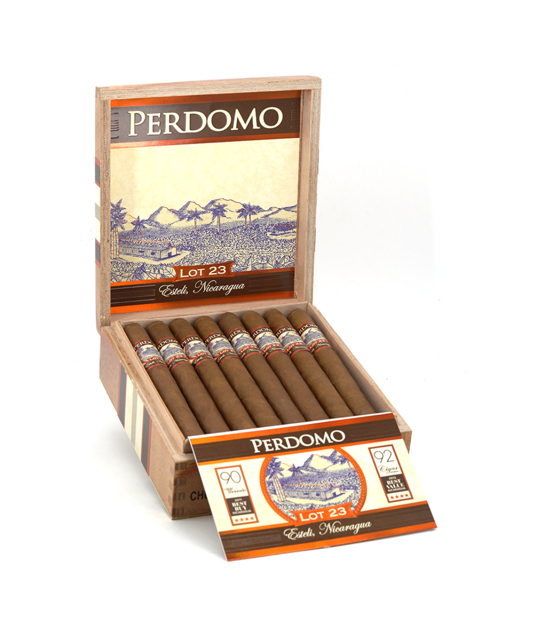 Perdomo Lot 23 Sun Grown Churchill Cigar Box of 24 close-up from AuCigars, premium Cuban cigar