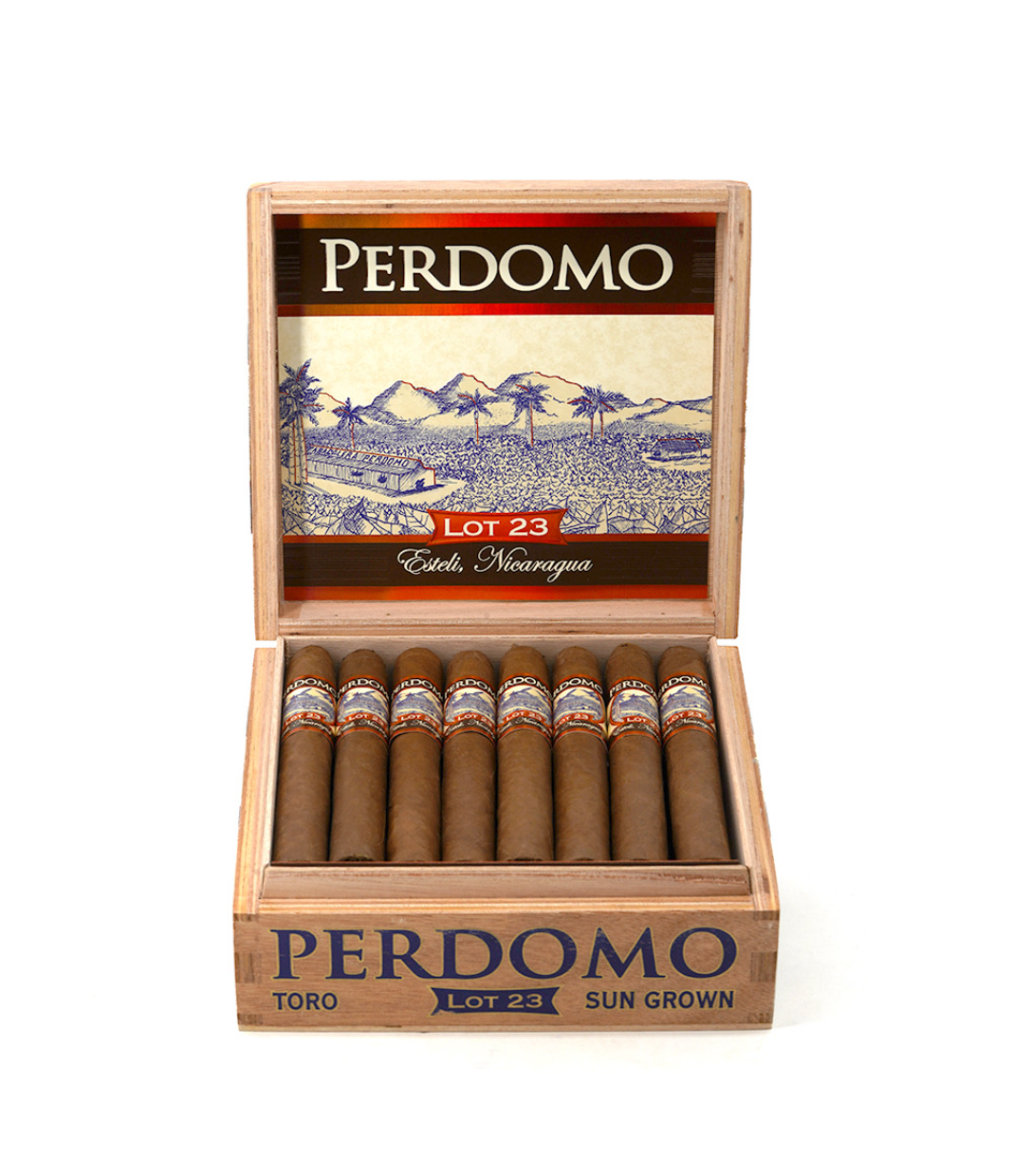 Perdomo Lot 23 Sun Grown Toro Cigar Box View 2 from AuCigars, premium Cuban cigar
