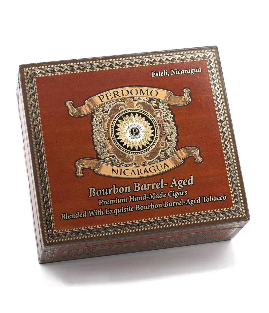 Perdomo Nicaragua Bourbon Barrel Aged Connecticut Epicure Cigar Box View 3 from AuCigars, premium Cuban cigar