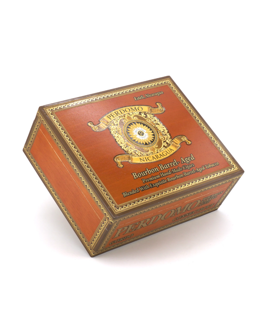 Perdomo Nicaragua Bourbon Barrel Aged Connecticut Gordo Cigar Box View 3 from AuCigars, premium Cuban cigar