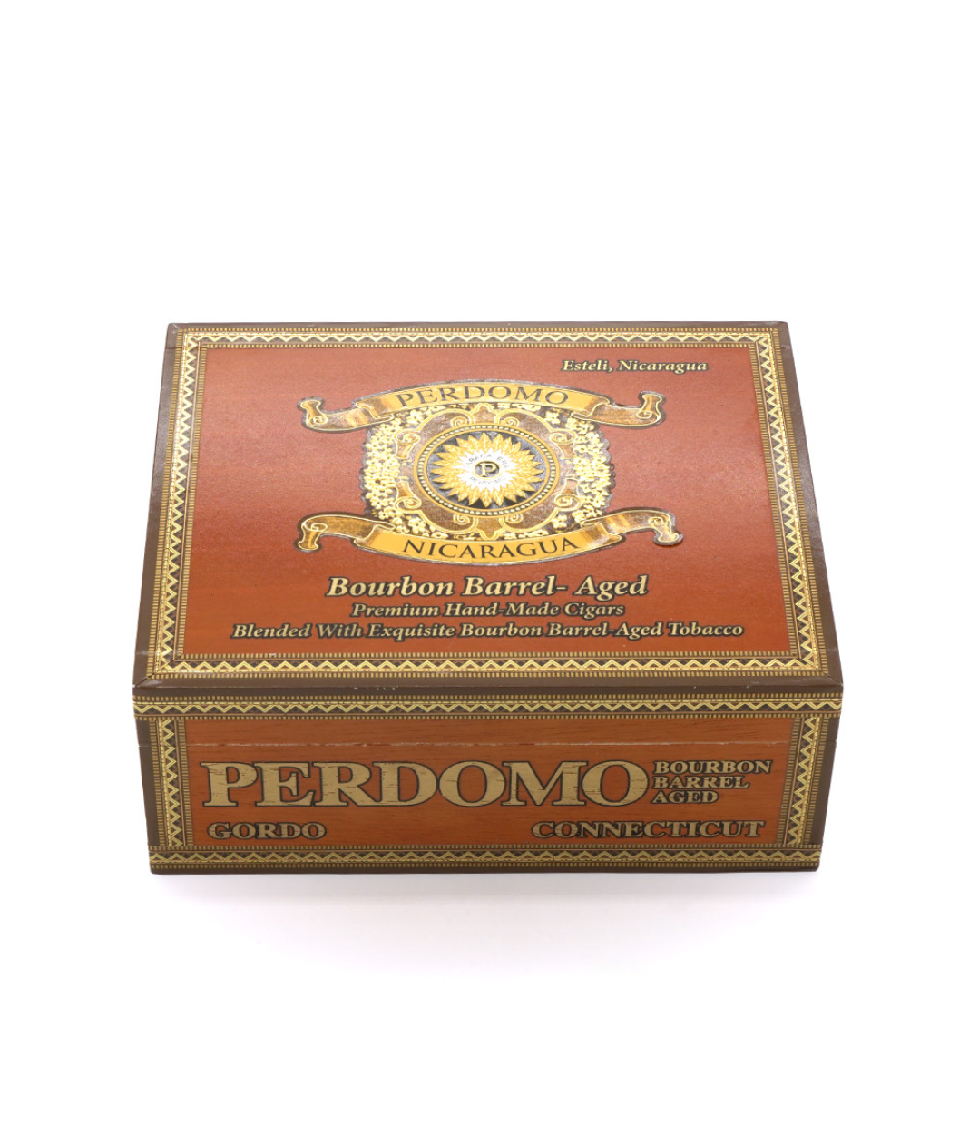 Perdomo Nicaragua Bourbon Barrel Aged Connecticut Gordo Cigar Box View 4 from AuCigars, premium Cuban cigar