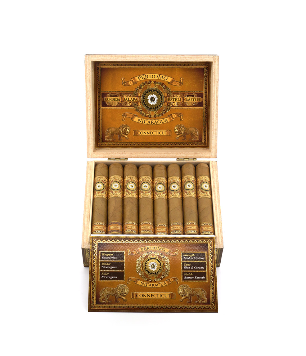 Perdomo Nicaragua Bourbon Barrel Aged Connecticut Robusto Cigar Box View 2 from AuCigars, premium Cuban cigar