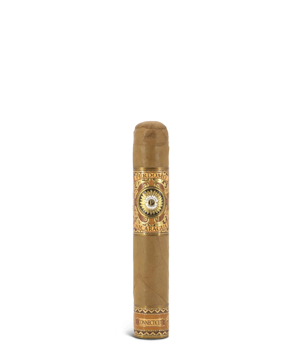 Perdomo Nicaragua Bourbon Barrel Aged Connecticut Robusto Cigar close-up from AuCigars, premium Cuban cigar