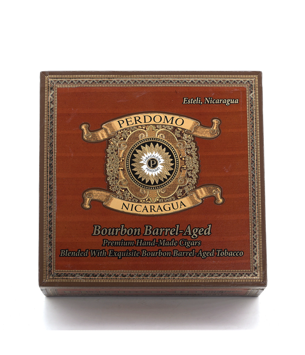 Perdomo Nicaragua Bourbon Barrel Aged Connecticut Torpedo Cigar Box View 4 from AuCigars, premium Cuban cigar