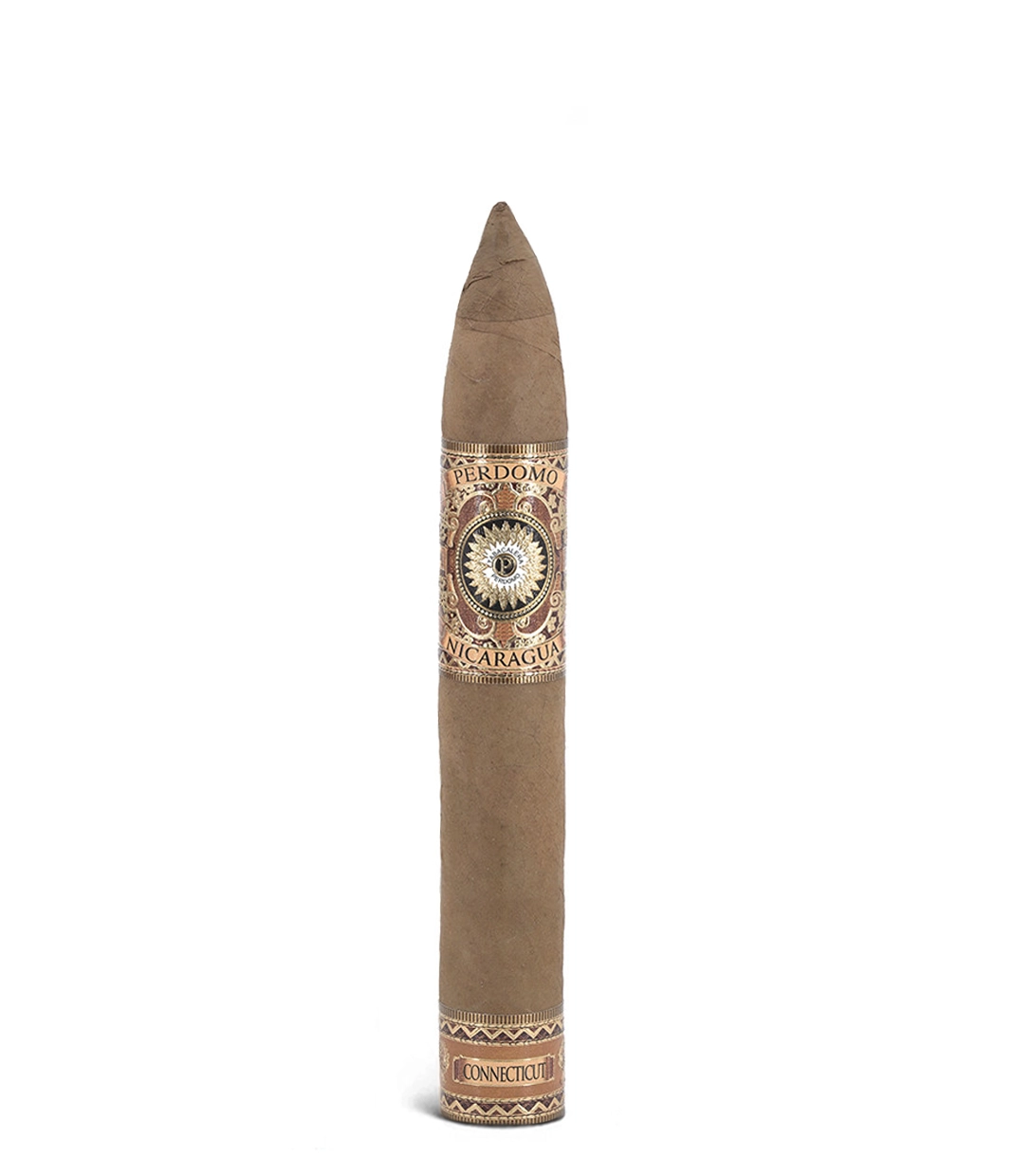 Perdomo Nicaragua Bourbon Barrel Aged Connecticut Torpedo Cigar close-up from AuCigars, premium Cuban cigar
