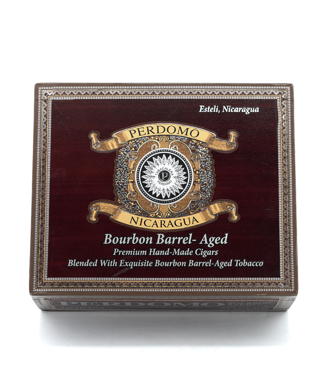 Perdomo Nicaragua Bourbon Barrel Aged Maduro Gordo Cigar Box View 4 from AuCigars, premium Cuban cigar