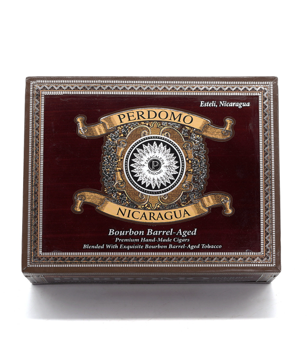 Perdomo Nicaragua Bourbon Barrel Aged Maduro Robusto Cigar Box View 4 from AuCigars, premium Cuban cigar