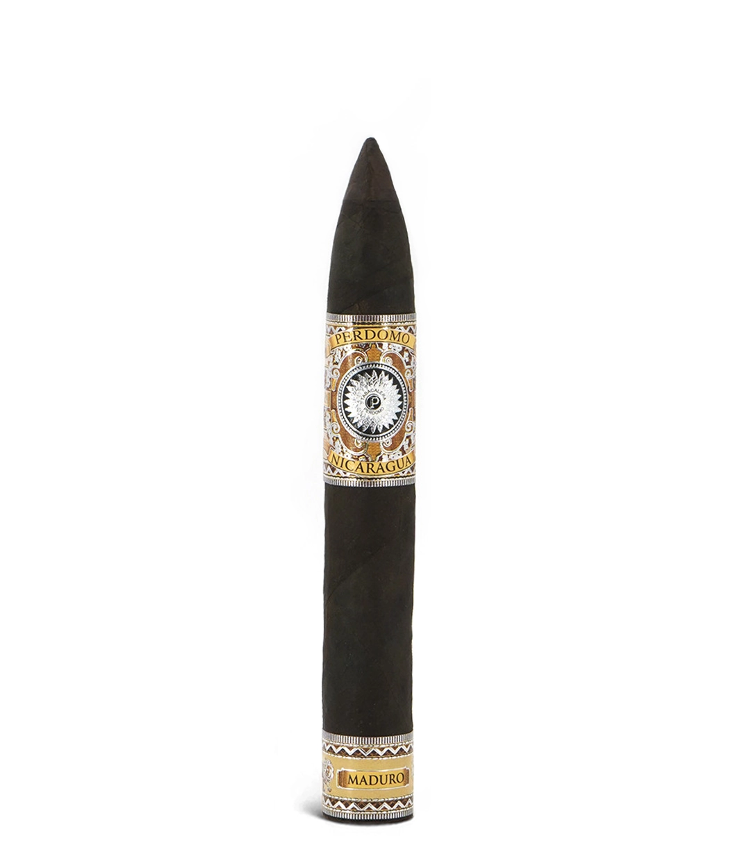 Perdomo Nicaragua Bourbon Barrel Aged Maduro Torpedo Cigar close-up from AuCigars, premium Cuban cigar