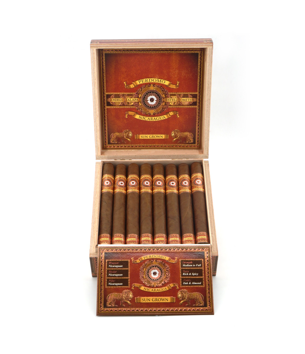 Perdomo Nicaragua Bourbon Barrel Aged Sun Grown Churchill Cigar Box View 2 from AuCigars, premium Cuban cigar