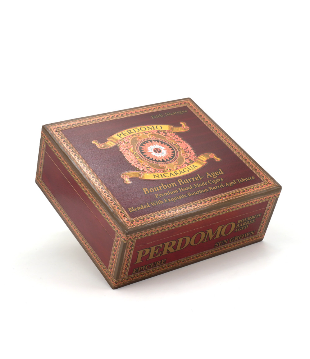 Perdomo Nicaragua Bourbon Barrel Aged Sun Grown Epicure Cigar Box View 3 from AuCigars, premium Cuban cigar