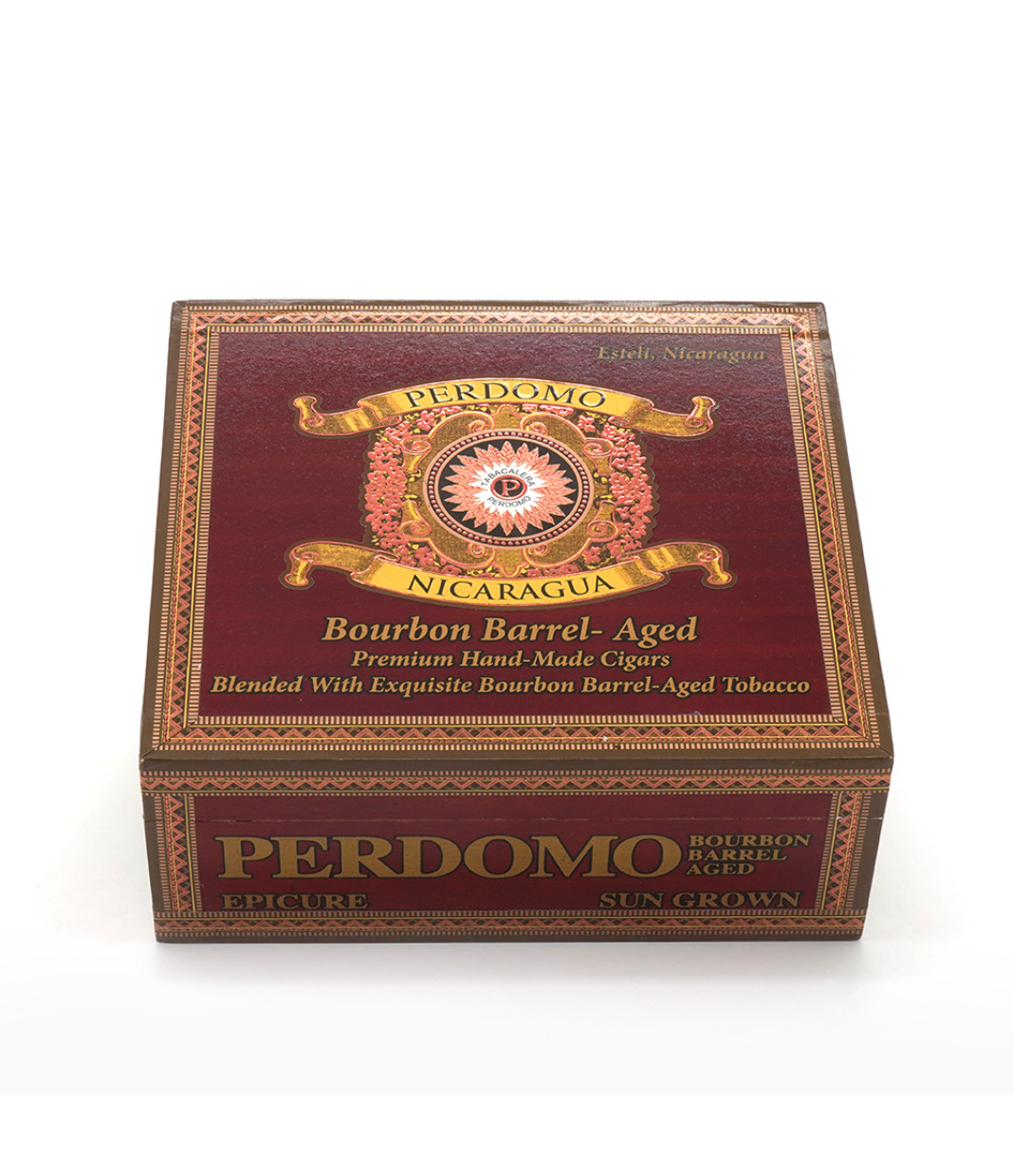 Perdomo Nicaragua Bourbon Barrel Aged Sun Grown Epicure Cigar Box View 4 from AuCigars, premium Cuban cigar