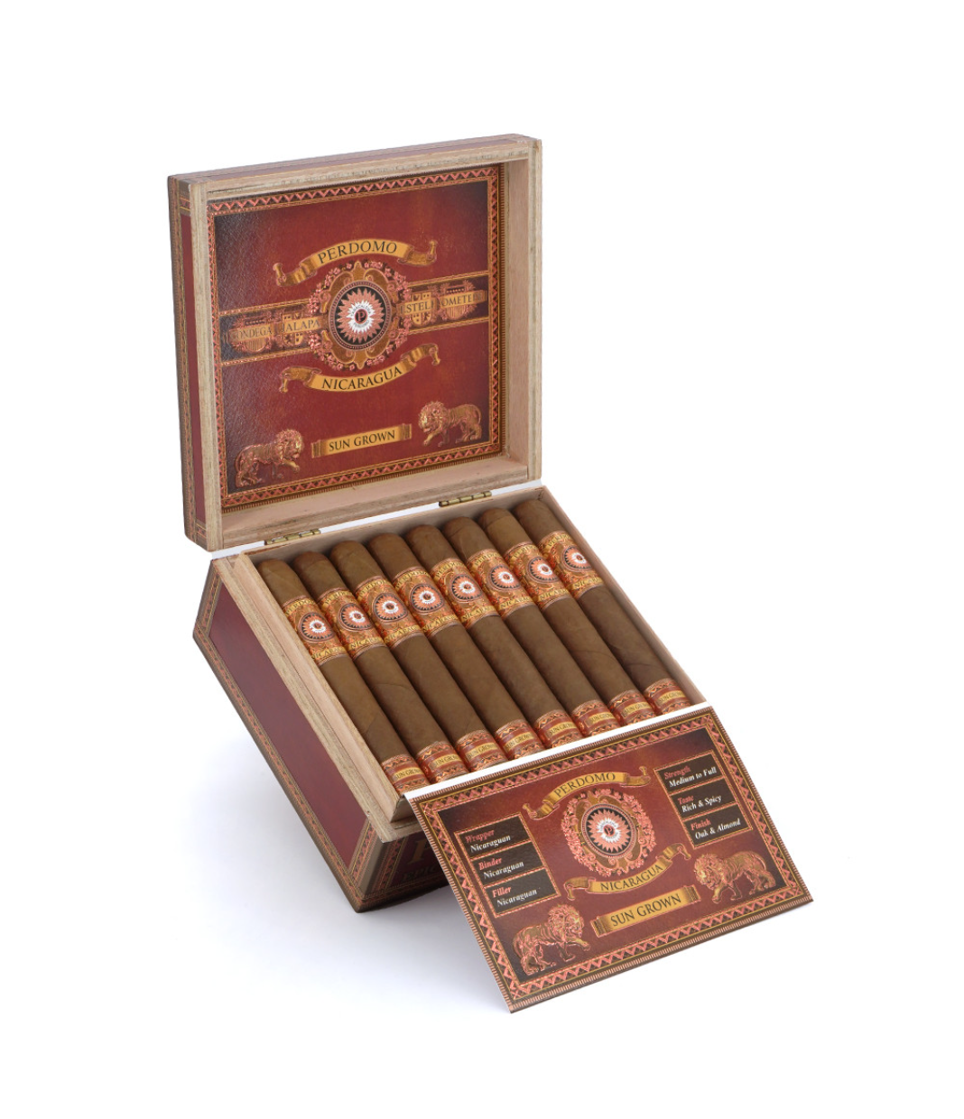 Perdomo Nicaragua Bourbon Barrel Aged Sun Grown Epicure Cigar Box of 24 close-up from AuCigars, premium Cuban cigar