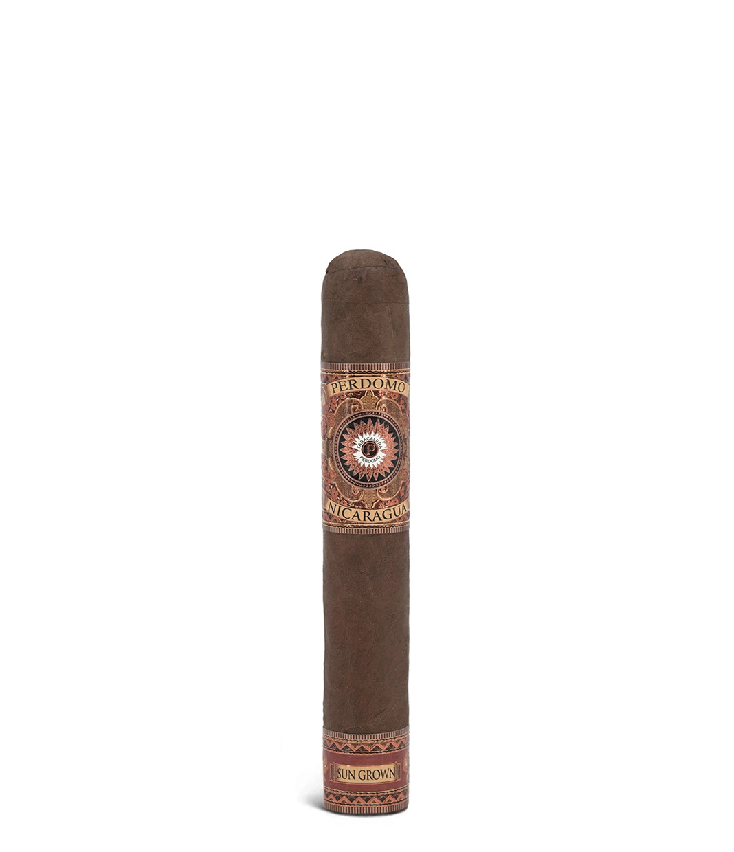 Perdomo Nicaragua Bourbon Barrel Aged Sun Grown Robusto Cigar close-up from AuCigars, premium Cuban cigar