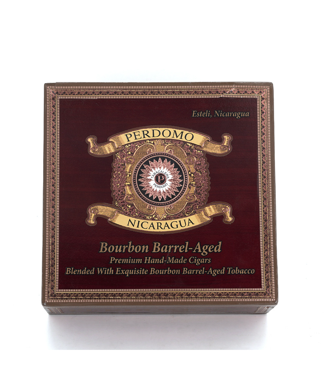 Perdomo Nicaragua Bourbon Barrel Aged Sun Grown Torpedo Cigar Box View 4 from AuCigars, premium Cuban cigar