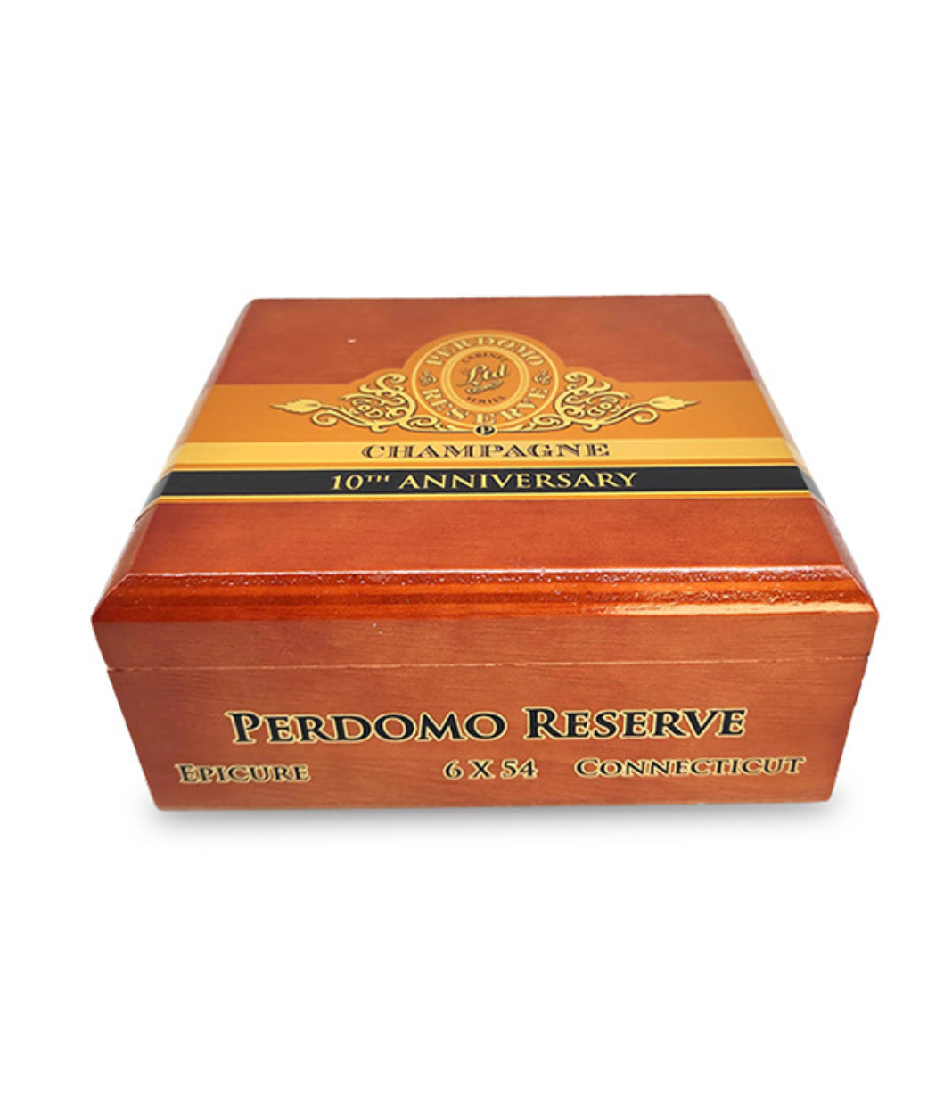 Perdomo Reserve 10th Anniversary Connecticut Epicure Cigar Box View 2 from AuCigars, premium Cuban cigar