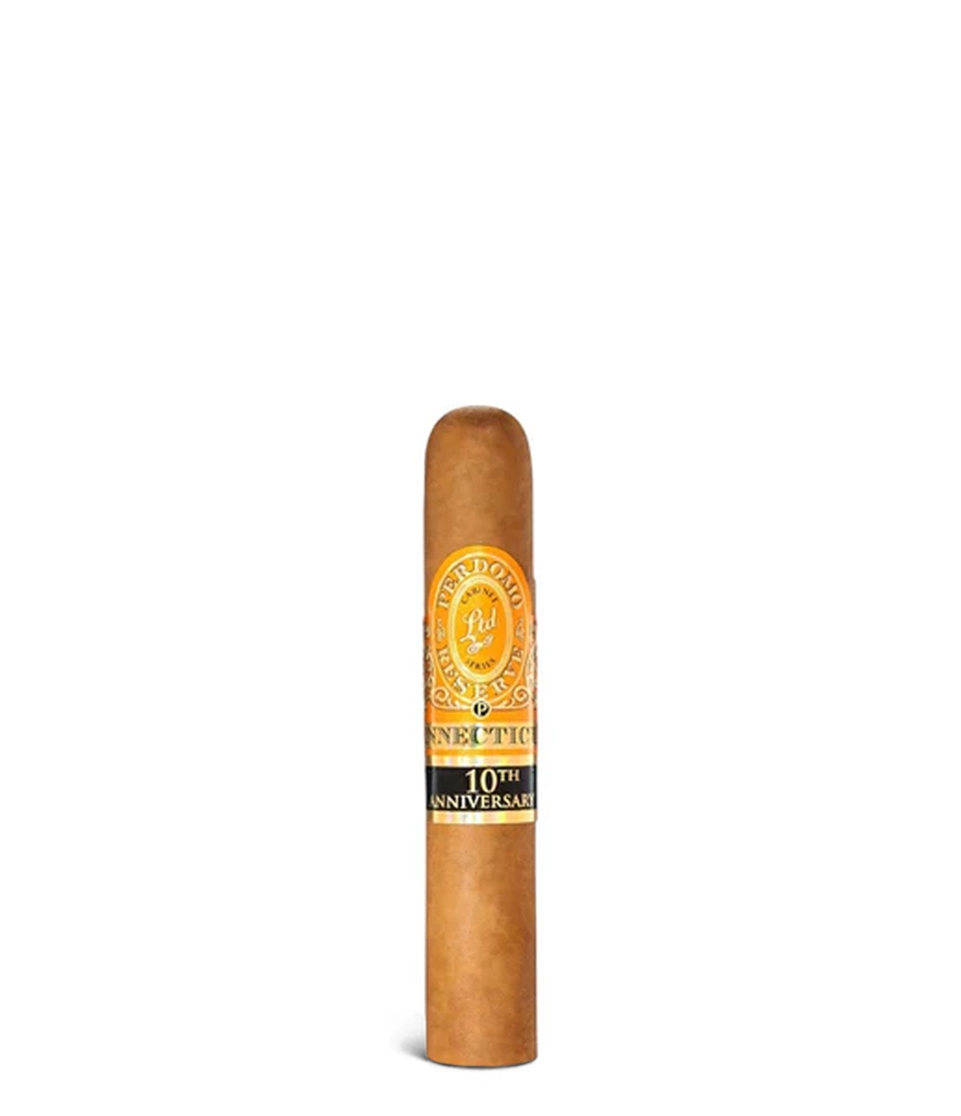 Perdomo Reserve 10th Anniversary Connecticut Robusto Cigar close-up from AuCigars, premium Cuban cigar