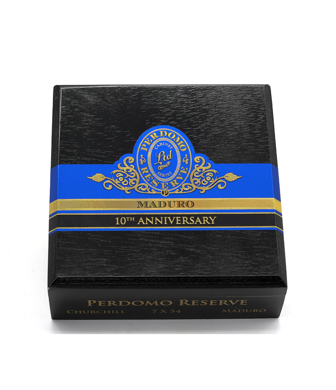 Perdomo Reserve 10th Anniversary Maduro Churchill Cigar Box View 4 from AuCigars, premium Cuban cigar