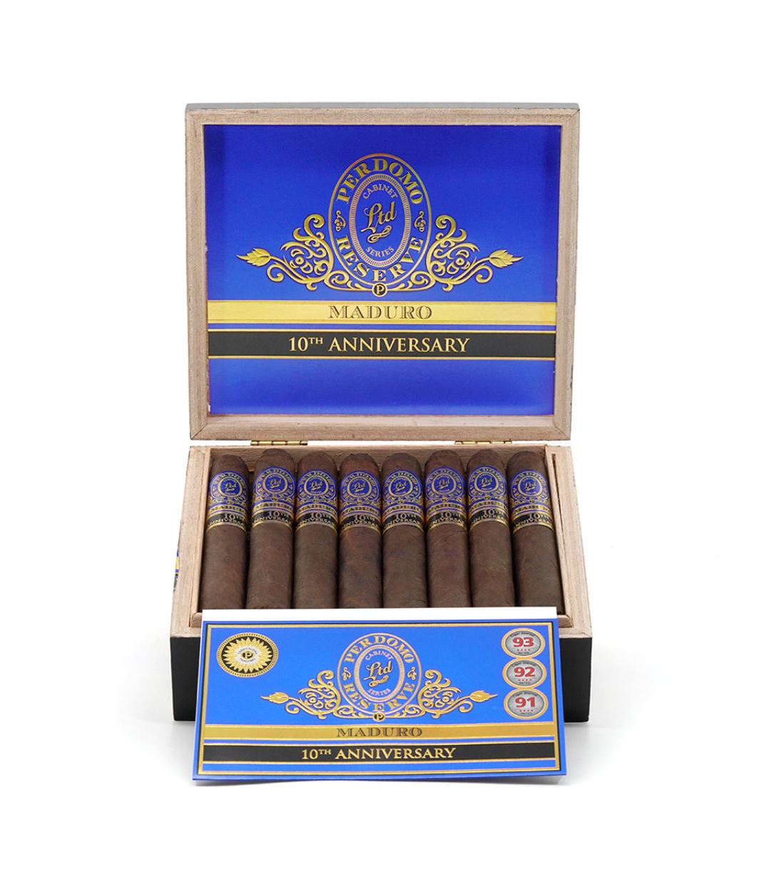 Perdomo Reserve 10th Anniversary Maduro Epicure Cigar Box View 2 from AuCigars, premium Cuban cigar