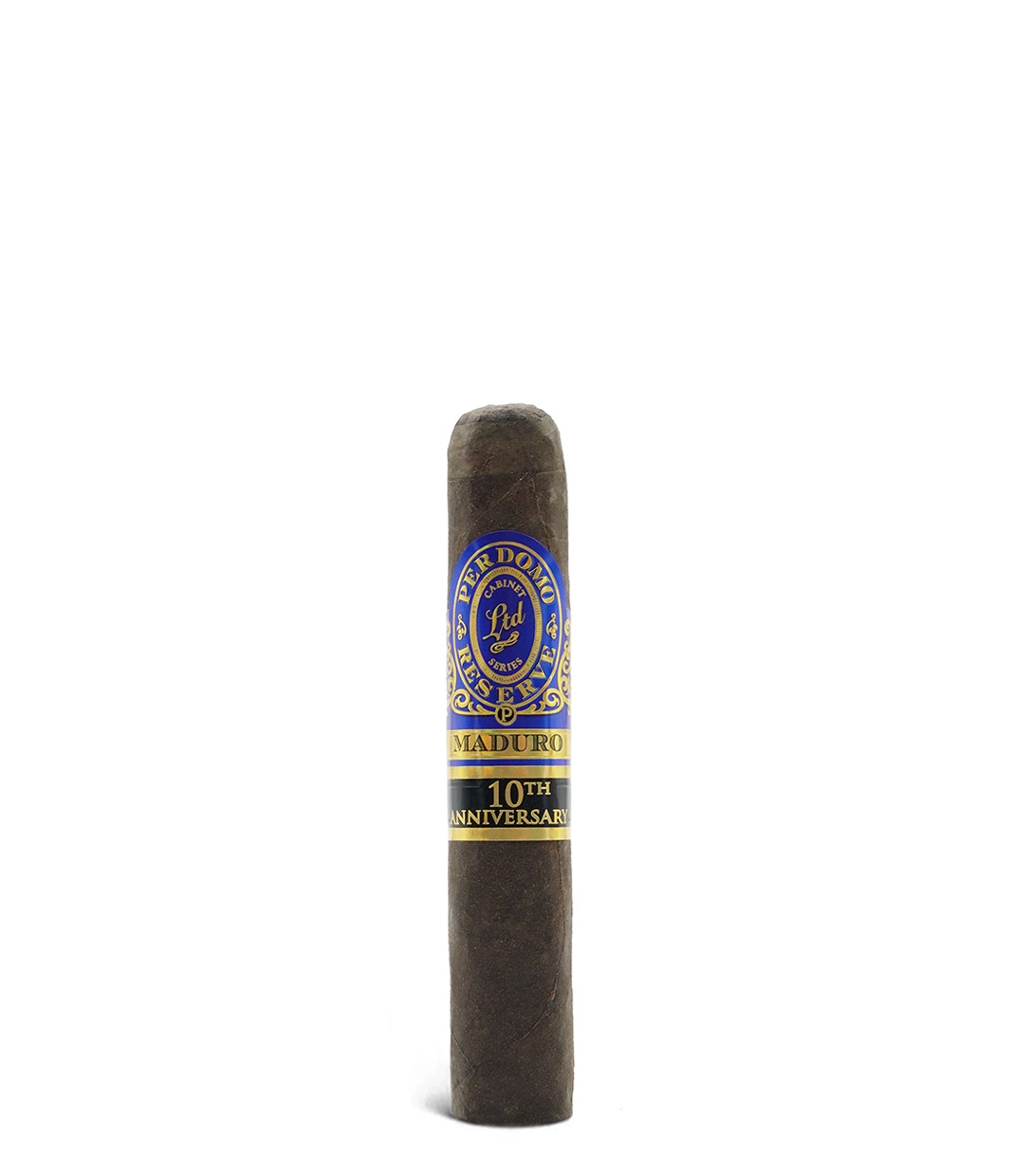 Perdomo Reserve 10th Anniversary Maduro Robusto Cigar close-up from AuCigars, premium Cuban cigar