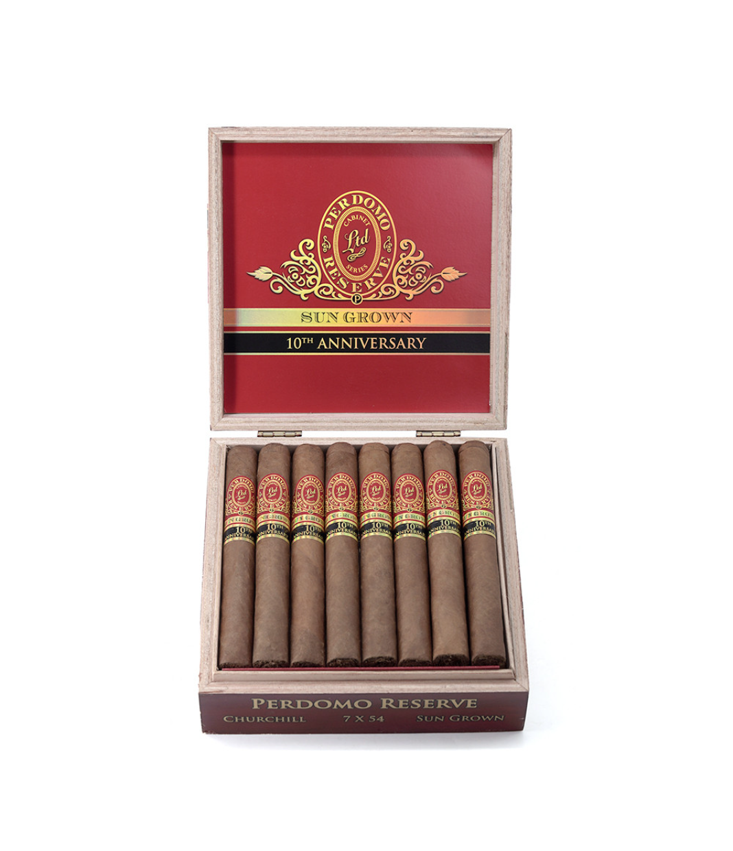 Perdomo Reserve 10Th Anniversary Sun Grown Churchill Cigar Box View 2 from AuCigars, premium Cuban cigar