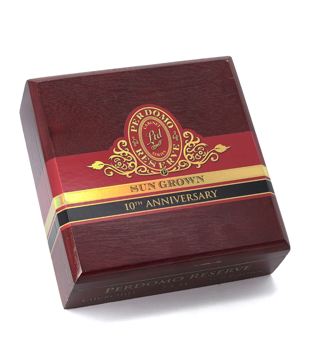 Perdomo Reserve 10Th Anniversary Sun Grown Churchill Cigar Box View 3 from AuCigars, premium Cuban cigar