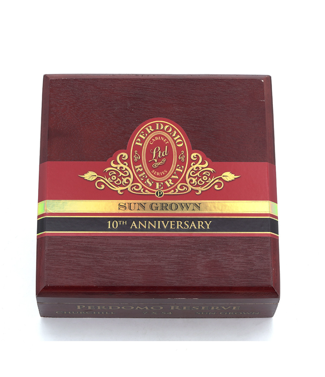 Perdomo Reserve 10Th Anniversary Sun Grown Churchill Cigar Box View 4 from AuCigars, premium Cuban cigar