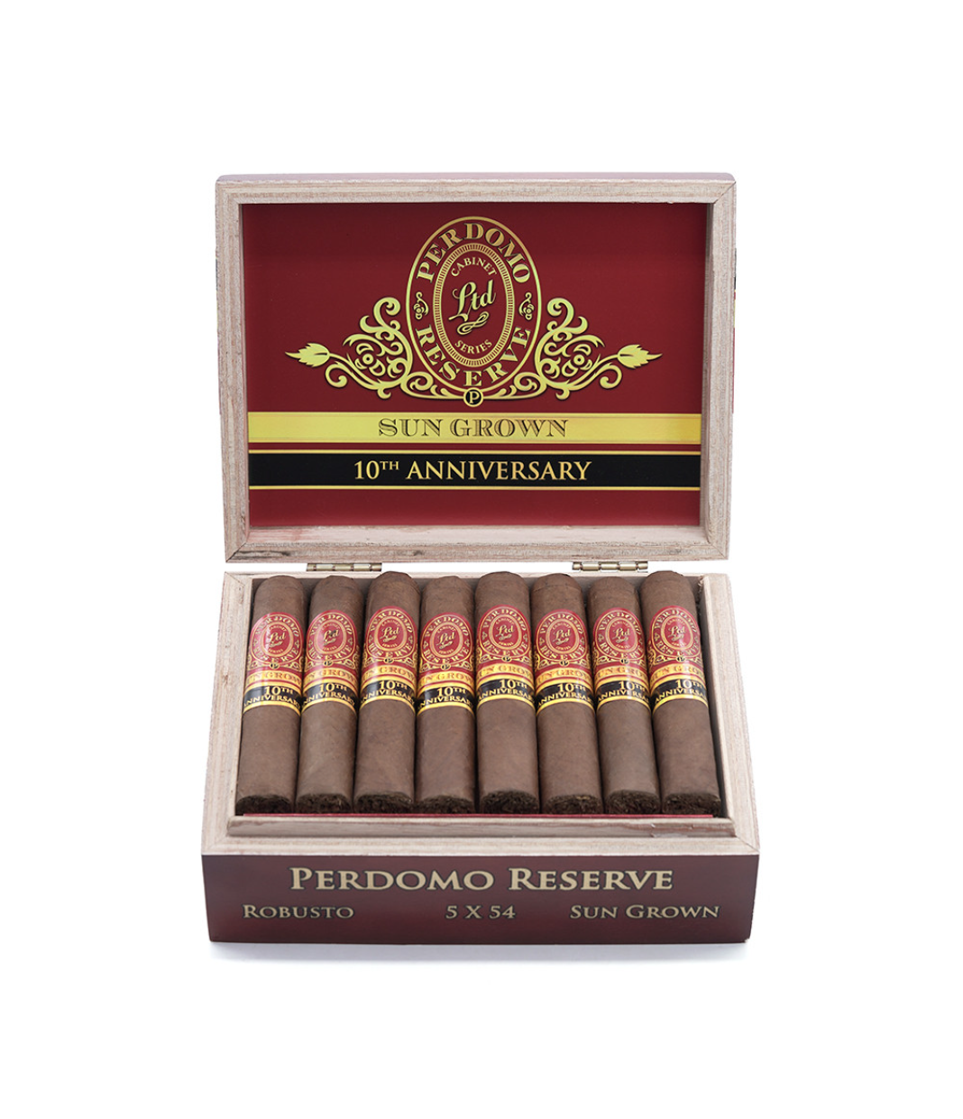 Perdomo Reserve 10Th Anniversary Sun Grown Robusto Cigar Box View 2 from AuCigars, premium Cuban cigar