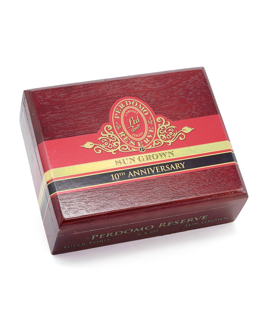 Perdomo Reserve 10Th Anniversary Sun Grown Super Toro Cigar Box View 3 from AuCigars, premium Cuban cigar