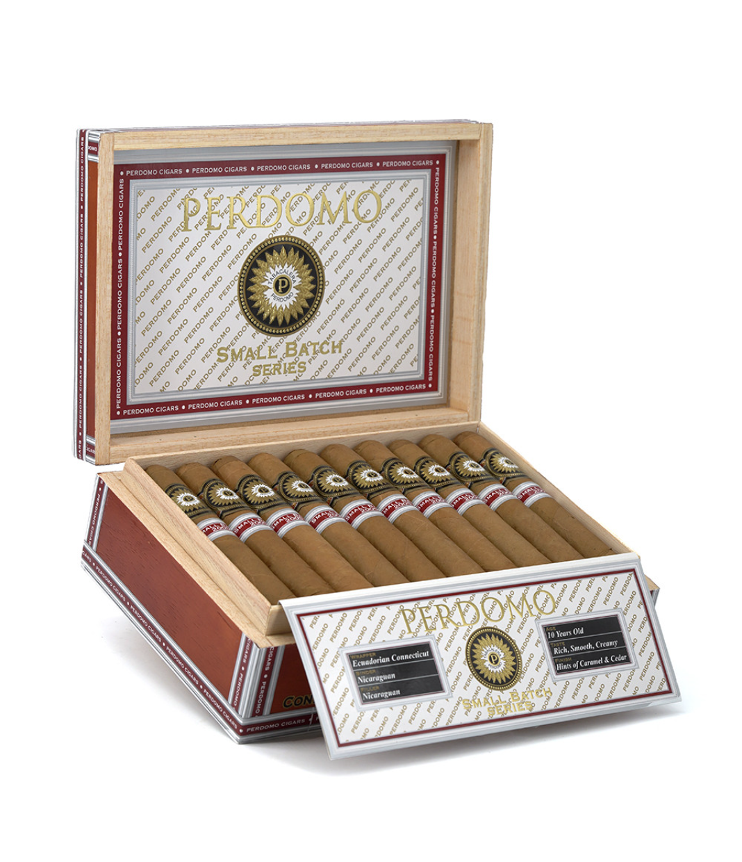 Perdomo Small Batch Series Connecticut Toro Especial Cigar Box of 30 close-up from AuCigars, premium Cuban cigar