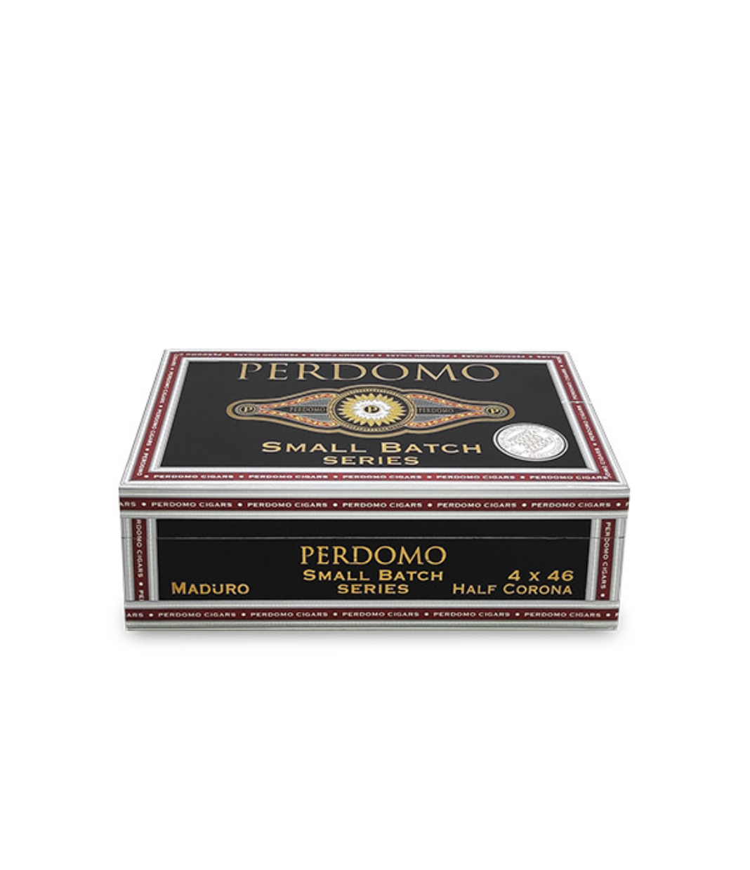 Perdomo Small Batch Series Maduro Half Corona Cigar Box View 2 from AuCigars, premium Cuban cigar