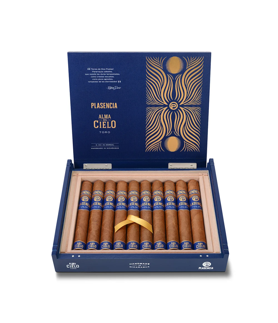 Plasencia Alma Del Cielo Boreal Toro Cigar Box of 10 close-up from AuCigars, premium Cuban cigar