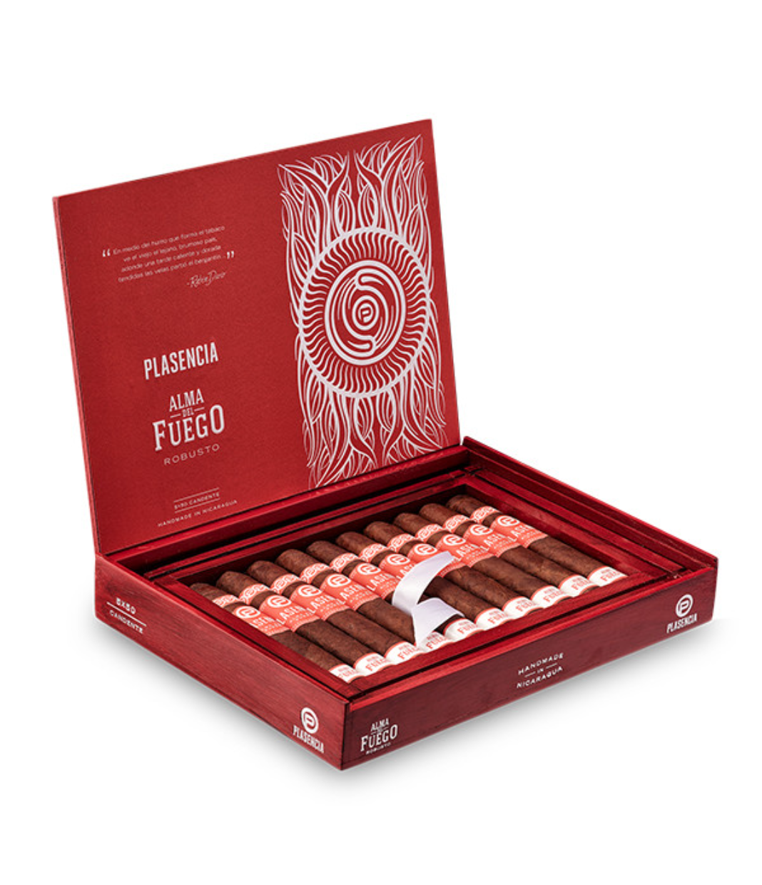 Plasencia Alma del Fuego Candente Cigar Box of 10 close-up from AuCigars, premium Cuban cigar