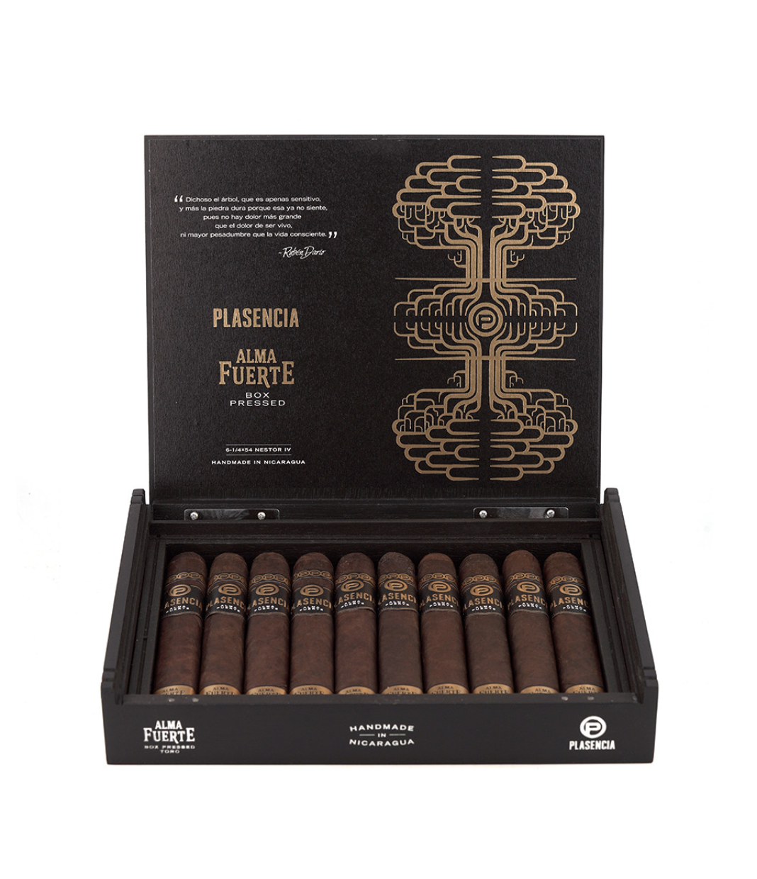 Plasencia Alma Fuerte Nestor IV Cigar Box View 3 from AuCigars, premium Cuban cigar