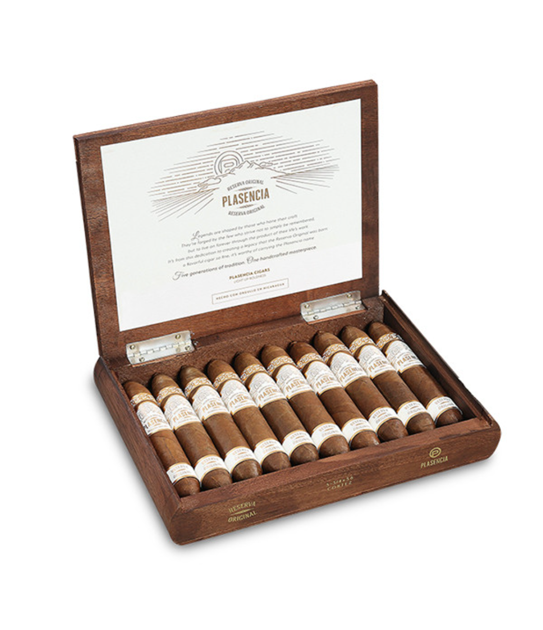 Plasencia Reserva Original Cortez Cigar Box of 10 close-up from AuCigars, premium Cuban cigar