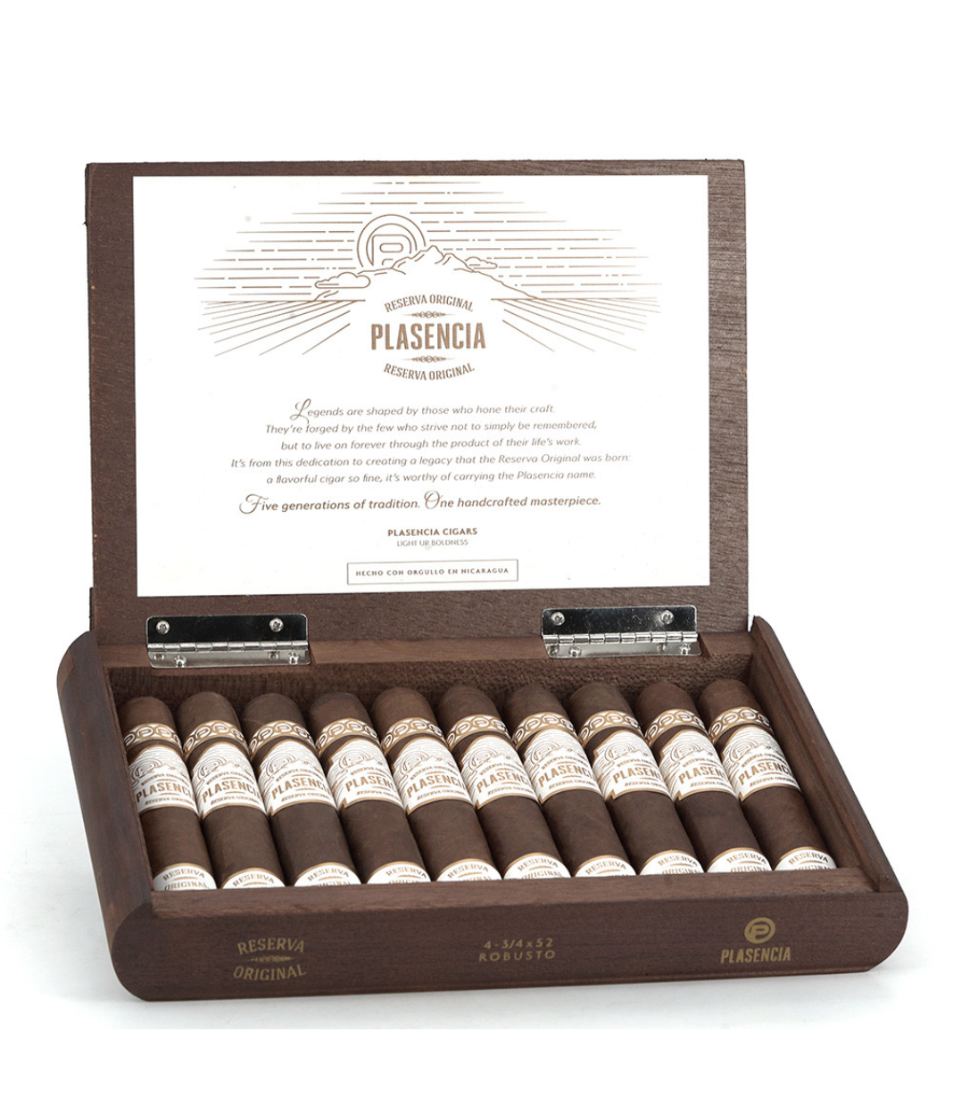 Plasencia Reserva Original Robusto Cigar Box of 10 close-up from AuCigars, premium Cuban cigar