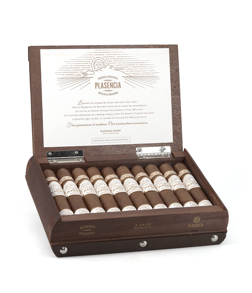 Plasencia Reserva Original Robusto Cigar Box of 20 close-up from AuCigars, premium Cuban cigar