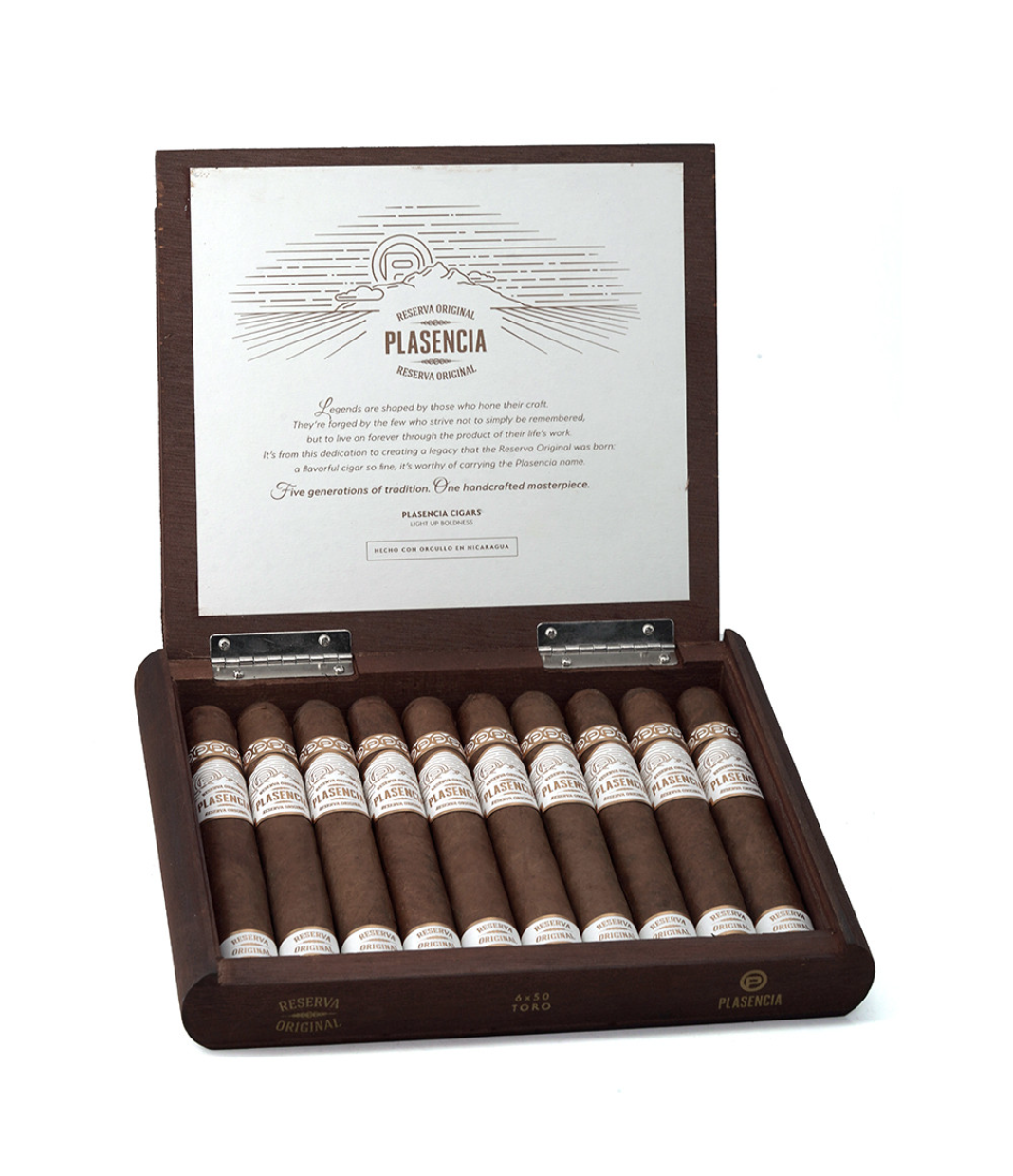 Plasencia Reserva Original Toro Cigar Box of 10 close-up from AuCigars, premium Cuban cigar