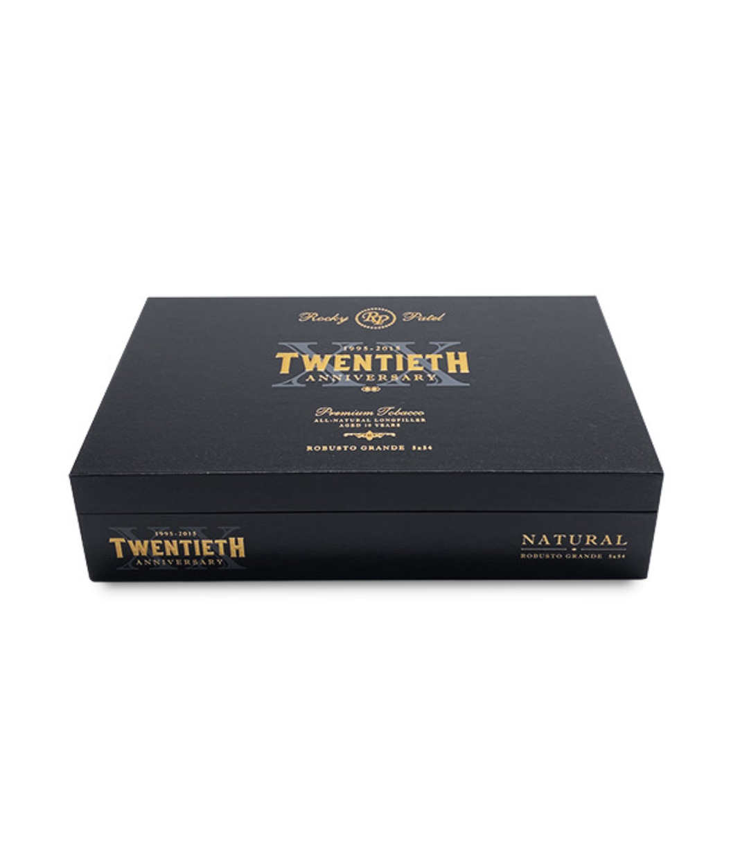 Rocky Patel 20th Anniversary Robusto Grande Cigar Box View 2 from AuCigars, premium Cuban cigar