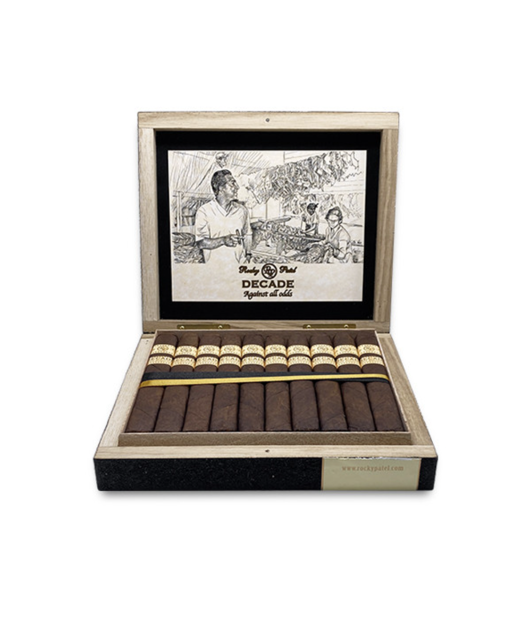 Rocky Patel Decade Toro Cigar Box of 20 close-up from AuCigars, premium Cuban cigar